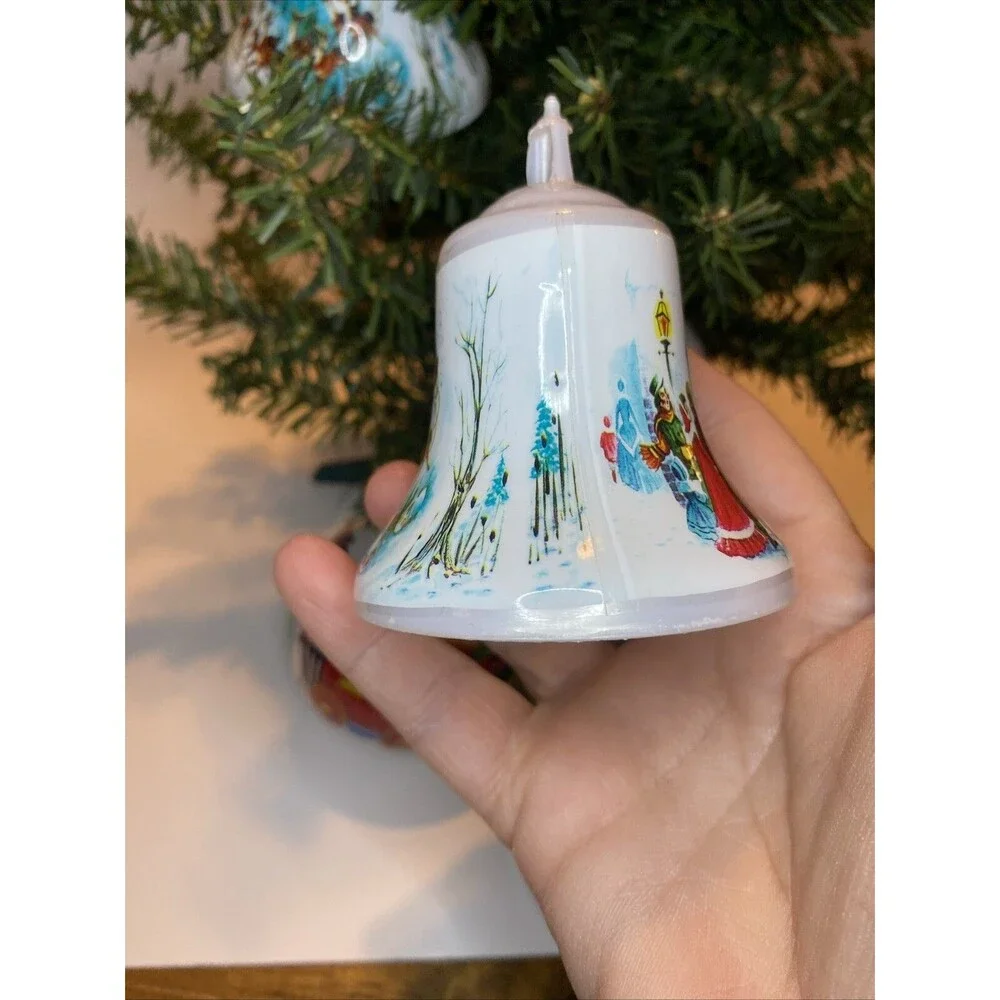 Vintage Christmas Tree Ornament Santa Express Train Elves Sleigh Deer Ball Bell